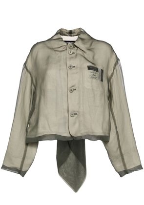 Undercover sheer-overlay linen jacket - Green