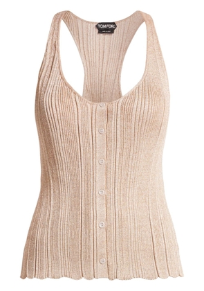 TOM FORD lurex-detailing ribbed tank top - Neutrals