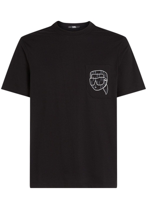 Karl Lagerfeld Ikonik Monogram pocket-detail T-shirt - Black
