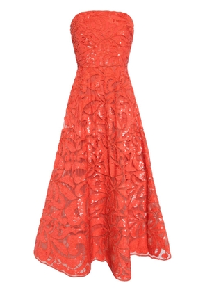 Elie Saab floral-embroidery maxi dress - Red