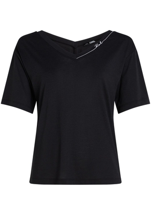 Karl Lagerfeld Signature V-neck T-shirt - Black