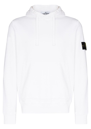 Stone Island logo-patch cotton hoodie - White