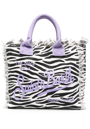 MC2 Saint Barth fringed zebra-print beach bag - White