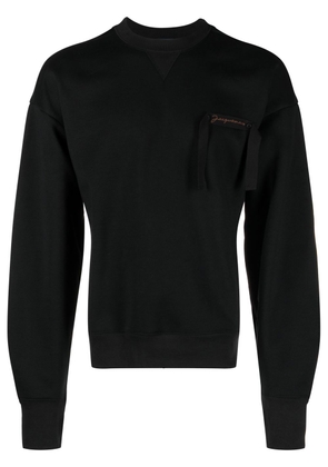 Jacquemus Le Sweatshirt Col Rond logo-ribbon top - Black