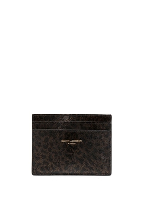 Saint Laurent leopard-print leather card holder - Black