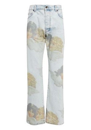 Fiorucci angel-motif organic cotton jeans - Blue