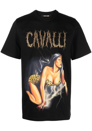 Roberto Cavalli graphic-print cotton T-shirt - Black