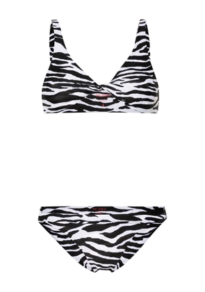 The Attico twist-detailing zebra-print bikini - White