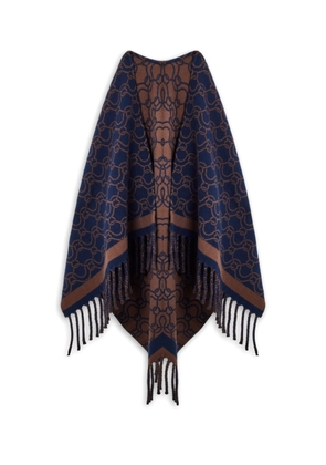 Ferragamo Gancini-print wool scarf - Blue