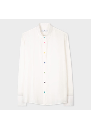 PS Paul Smith Women's Cream Silk-Blend Multi-Coloured Button Shirt White