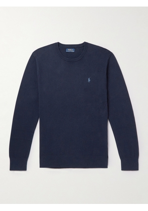 Polo Ralph Lauren - Logo-Embroidered Cotton and Cashmere-Blend Sweater - Men - Blue - XS