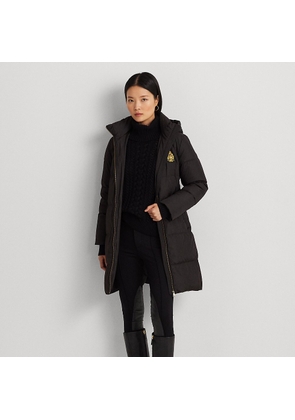 Crest-Patch Hooded Down Coat