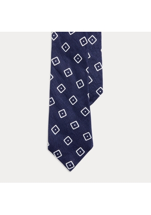 Square-Print Linen Tie