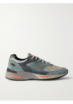 New Balance - Logo-Embroidered Mesh and Faux Leather-Trimmed Suede Sneakers - Men - Blue - UK 11.5