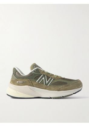 New Balance - 990v6 Leather-Trimmed Suede and Mesh Sneakers - Men - Green - UK 6