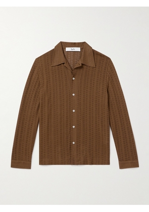 Séfr - Ripley Camp-Collar Pointelle-Knit Organic Cotton-Blend Shirt - Men - Brown - S