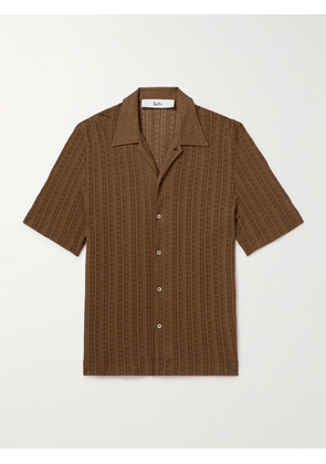 Séfr - Suneham Camp-Collar Pointelle-Knit Organic Cotton-Blend Shirt - Men - Brown - S