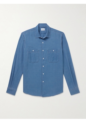 Aspesi - Slim-Fit Herringbone Cotton Shirt - Men - Blue - S