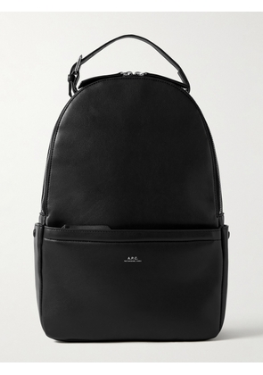 A.P.C. - Logo-Print Recycled-Faux Leather Backpack - Men - Black