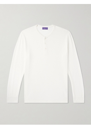 Ralph Lauren Purple Label - Waffle-Knit Cotton and Silk-Blend T-Shirt - Men - White - S