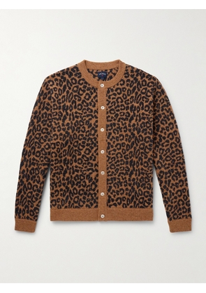 Noah - Leopard-Jacquard Wool Cardigan - Men - Brown - S