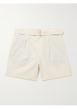 Stòffa - Wide-Leg Belted Pleated Linen Shorts - Men - Neutrals - IT 46