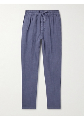 Altea - Tapered Linen Drawstring Trousers - Men - Blue - S