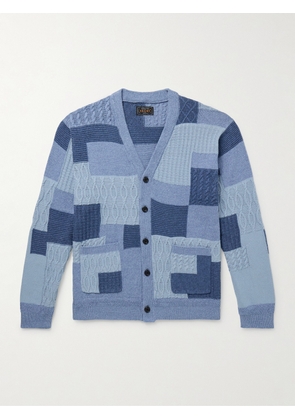 Beams Plus - Patchwork Linen and Cotton-Blend Cardigan - Men - Blue - S