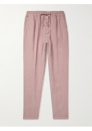 Altea - Tapered Linen Drawstring Trousers - Men - Pink - S