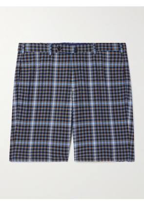 Incotex - Venezia 1951 Straight-Leg Checked Cotton-Blend Seersucker Shorts - Men - Blue - IT 44
