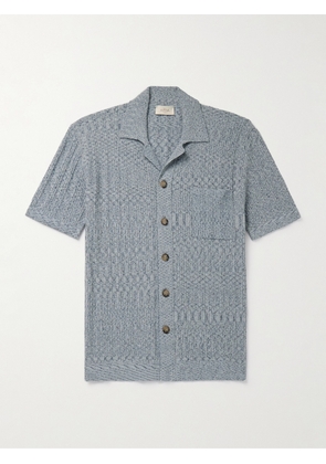 Altea - Slim-Fit Camp-Collar Ribbed Cotton-Blend Terry Shirt - Men - Blue - S