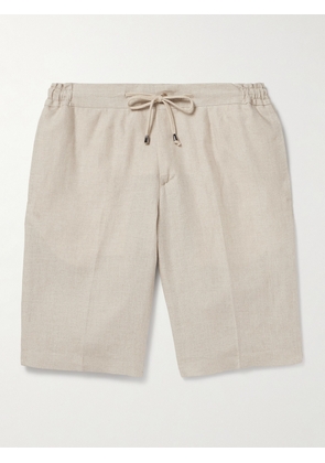 De Petrillo - Tapered Linen Drawstring Shorts - Men - Neutrals - IT 46