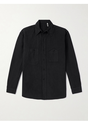 Kaptain Sunshine - Work Button-Down Collar Cotton and Linen-Blend Gabardine Shirt - Men - Black - 36