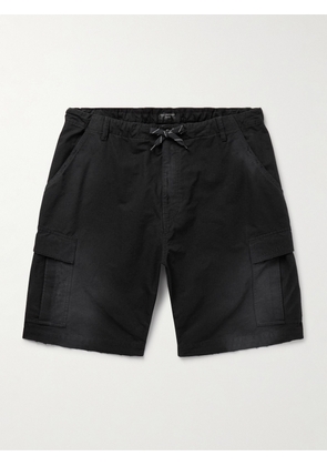 Balenciaga - Wide-Leg Distressed Cotton-Ripstop Drawstring Cargo Shorts - Men - Black - S