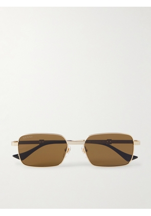Gucci - Rectangular-Frame Gold-Tone Sunglasses - Men - Gold