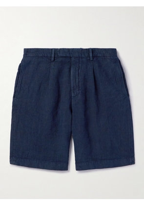 Boglioli - Straight-Leg Pleated Linen Shorts - Men - Blue - IT 46