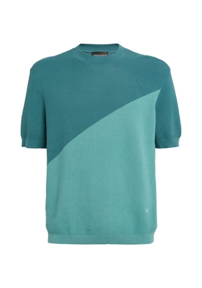 Emporio Armani Diagonal-Weave Short-Sleeve Sweater