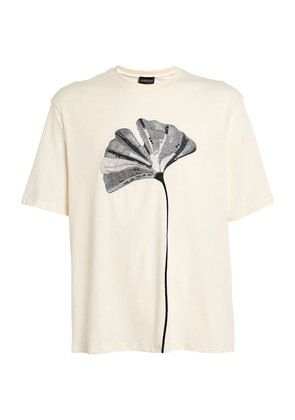 Emporio Armani Cotton Embroidered-Flower T-Shirt