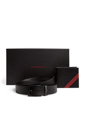 Emporio Armani Leather Wallet And Belt Gift Set
