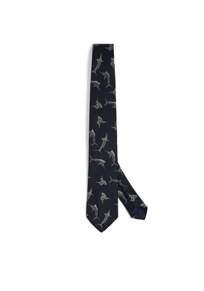 Polo Ralph Lauren Silk-Linen Blend Marlin Print Tie