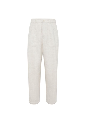 Brunello Cucinelli Linen-Silk-Wool Cargo Trousers