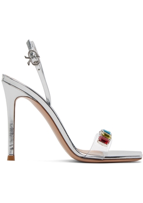 Gianvito Rossi Silver Ribbon Candy Heeled Sandals