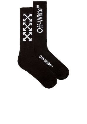 OFF-WHITE Arrow Mid Length Socks in Black & White - Black. Size all.
