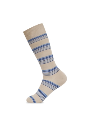Striped Calf Length Socks - Grey/Blue