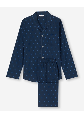 Nelson Paisley Cotton Modern Fit Pyjama Set - Navy