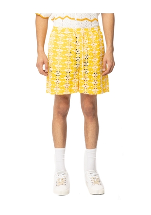 Floral Eyelet Pull On Shorts - Yellow