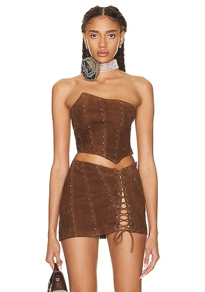 Alessandra Rich Asymmetric Top in Light Brown - Brown. Size 42 (also in ).