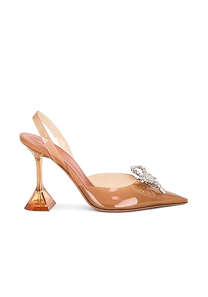 AMINA MUADDI Rosie Glass Sling in Nude & White Crystal - Nude. Size 38 (also in ).