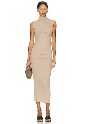 Enza Costa Silk Knit Sleeveless Twist Midi Dress in Parchment - Taupe. Size S (also in ).