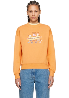 Maison Kitsuné Orange Surfing Foxes Sweatshirt